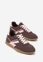 Brązowe Sneakersy Tenisówki z Geometrycznym Motywem Fesindia