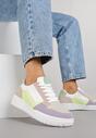 Fioletowe Sneakersy Ozdobione Perforacją i Geometrycznym Motywem Idariele