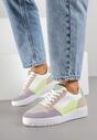 Fioletowe Sneakersy Ozdobione Perforacją i Geometrycznym Motywem Idariele