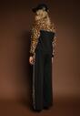 Czarny Komplet Dresowy z Panterkowymi Wstawkami Bluza i Spodnie Wide Leg Redrie