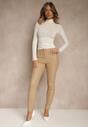 Beżowe Casualowe Spodnie Skinny o Modelującym Fasonie Elovi
