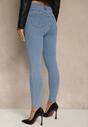 Niebieskie Bawełniane Jeansy Skinny z Guzikami Hirgisse
