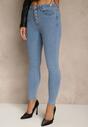 Niebieskie Bawełniane Jeansy Skinny z Guzikami Hirgisse