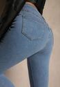 Niebieskie Bawełniane Jeansy Skinny z Guzikami Hirgisse