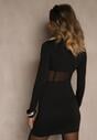 Czarna Sukienka Vices Bodycon z Transparentną Wstawką Typu Gorset Necotte