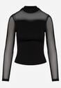 Czarna Bluzka Golf Vices z Przezroczystymi Rękawami Kariale