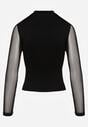 Czarna Bluzka Golf Vices z Przezroczystymi Rękawami Kariale