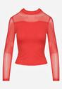 Czerwona Bluzka Golf Vices z Przezroczystymi Rękawami Kariale