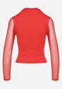 Czerwona Bluzka Golf Vices z Przezroczystymi Rękawami Kariale