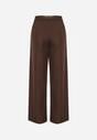 Brązowe Szerokie Spodnie Garniturowe Ozdobione Paskiem Cirrive