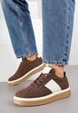 Brązowe Sneakersy na Kauczukowej Podeszwie Claside