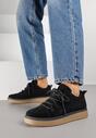 Czarne Sneakersy z Ozdobnymi Przeszyciami Zailera