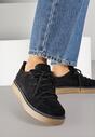 Czarne Sneakersy z Ozdobnymi Przeszyciami Zailera
