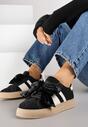 Czarne Sneakersy w Stylu Tenisówek Ozdobione Kokardą z Weluru Lerrive