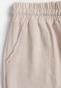 Jasnobeżowe Szerokie Spodnie z Wiskozą z Gumką w Pasie Lealirre