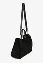 Czarna Torebka Typu Shopper z Imitacji Zamszu z Rączkami i Paskiem Crossbody Temige