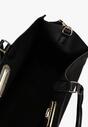 Czarna Torebka Typu Shopper z Imitacji Zamszu z Rączkami i Paskiem Crossbody Temige