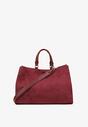 Bordowa Torebka Typu Shopper z Imitacji Zamszu z Rączkami i Paskiem Crossbody Temige