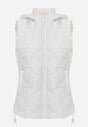 Biała Kamizelka z Odpinanym Kapturem i Pikowanym Wzorem Tiozarе