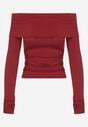 Bordowa Marszczona Bluzka Hiszpanka Vices z Wywiniętym Dekoltem Termola