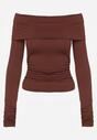 Brązowa Marszczona Bluzka Hiszpanka Vices z Wywiniętym Dekoltem Termola