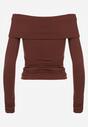 Brązowa Marszczona Bluzka Hiszpanka Vices z Wywiniętym Dekoltem Termola