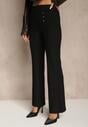 Czarne Spodnie Dzwony High Waist Ozdobione Metalicznymi Aplikacjami Avonelle