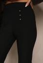 Czarne Spodnie Dzwony High Waist Ozdobione Metalicznymi Aplikacjami Avonelle