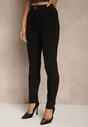 Czarne Dopasowane Spodnie High Waist z Gumką w Pasie Wedvira