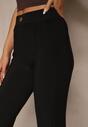 Czarne Dopasowane Spodnie High Waist z Gumką w Pasie Wedvira