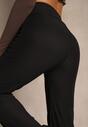 Czarne Prążkowane Spodnie High Waist z Szerokimi Nogawkami Resoda