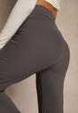 Ciemnoszare Prążkowane Spodnie High Waist z Szerokimi Nogawkami Resoda