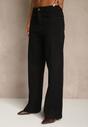 Czarne Bawełniane Jeansy High Waist z Szerokimi Nogawkami Leetie