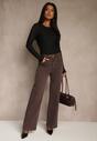 Fioletowe Jeansy Wide Leg High Waist z Bawełny Nelenasa