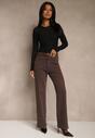 Fioletowe Jeansy Wide Leg High Waist z Bawełny Nelenasa