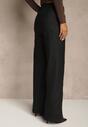Czarne Spodnie Wide Leg Regular Waist z Imitacji Skóry Lanavea