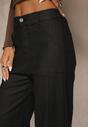 Czarne Spodnie Wide Leg Regular Waist z Imitacji Skóry Lanavea