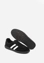 Czarno-Białe Płaskie Sneakersy ze Skóry Naturalnej z Ozdobnymi Paskami Nelarielis