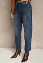Niebieskie Jeansy Mom Fit High Waist z Dodatkiem Wiskozy Ativite