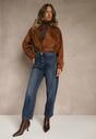 Niebieskie Jeansy Mom Fit High Waist z Dodatkiem Wiskozy Ativite
