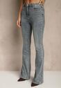 Niebieskie Jeansy o Fasonie Flare Regular Waist Setava
