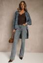 Niebieskie Jeansy o Fasonie Flare Regular Waist Setava