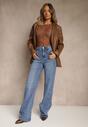 Niebieskie Szerokie Jeansy High Waist z Wiskozą Isofara