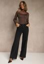Czarne Szerokie Jeansy Regular Waist Isovena