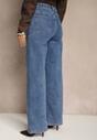 Niebieskie Jeansy Regular Waist o Szerokim Kroju Setare