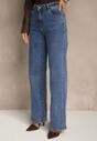 Niebieskie Jeansy Regular Waist o Szerokim Kroju Setare