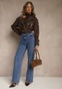 Niebieskie Jeansy Regular Waist o Szerokim Kroju Setare