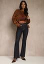 Granatowe Jeansy Flare High Waist Salinnava