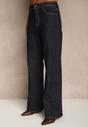Granatowe Jeansy Straight Leg High Waist Salisae
