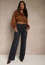 Granatowe Jeansy High Waist Wide Leg z Domieszką Wiskozy Zenisia